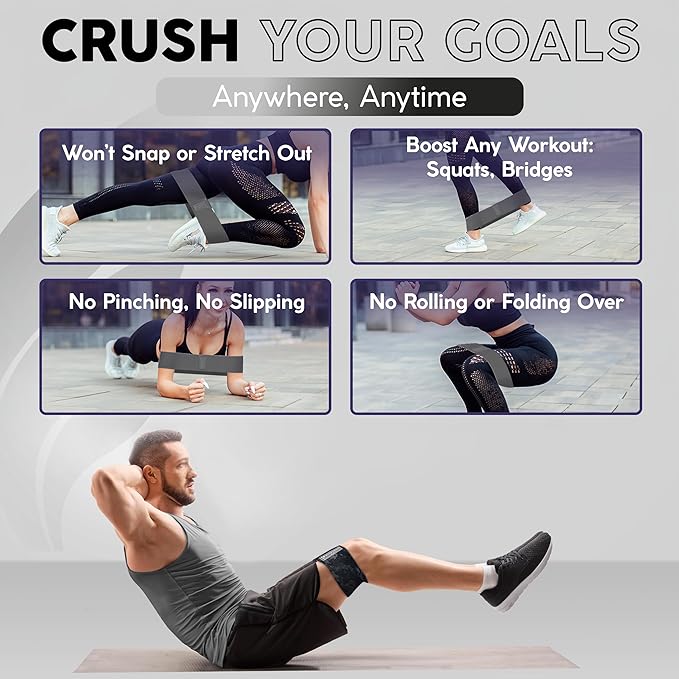 Premium Fabric Resistance Bands for Glutes & Legs – Set of 3 | Non-Slip, Elastic, Durable, Includes Travel Bag, Workout Guide & Digital Challenges