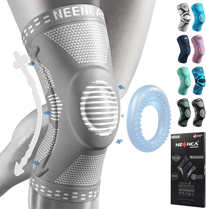 NEENCA Professional Knee Brace for Women/Men, Knee Support with Patella Pad & Side Stabilizers, Compression Knee Sleeve for Knee Joint Pain, Meniscus Tear, ACL, PCL, Runner, Workout - FSA/HSA Approved