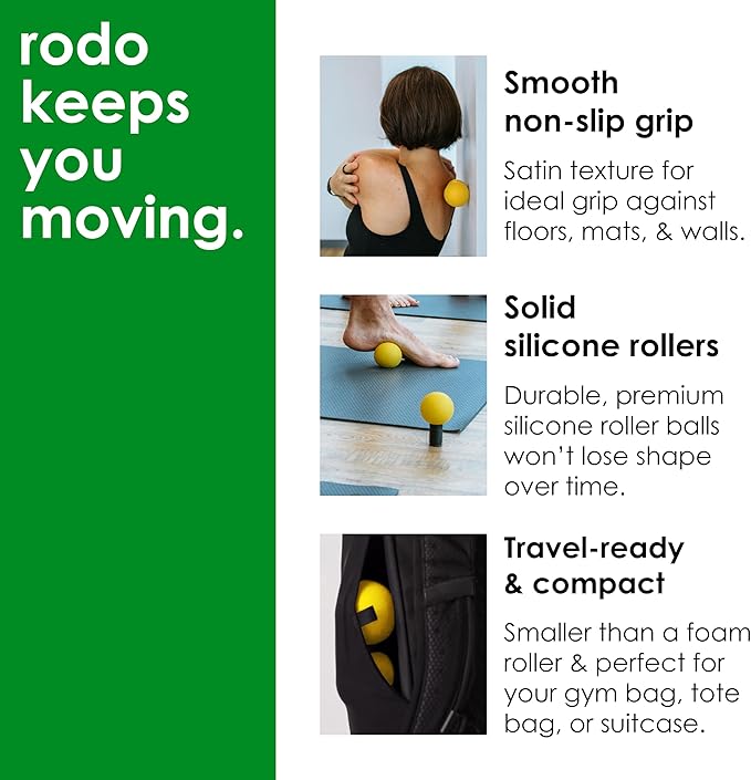 Rodo 2-in-1 Soft Peanut & Lacrosse Ball Roller | Deep Tissue Massage Tool for Fascia, Plantar Fasciitis, HIPS & Back | Mobility & Recovery Roller | Compact, Travel-Friendly, Pilates, Therapy Ready