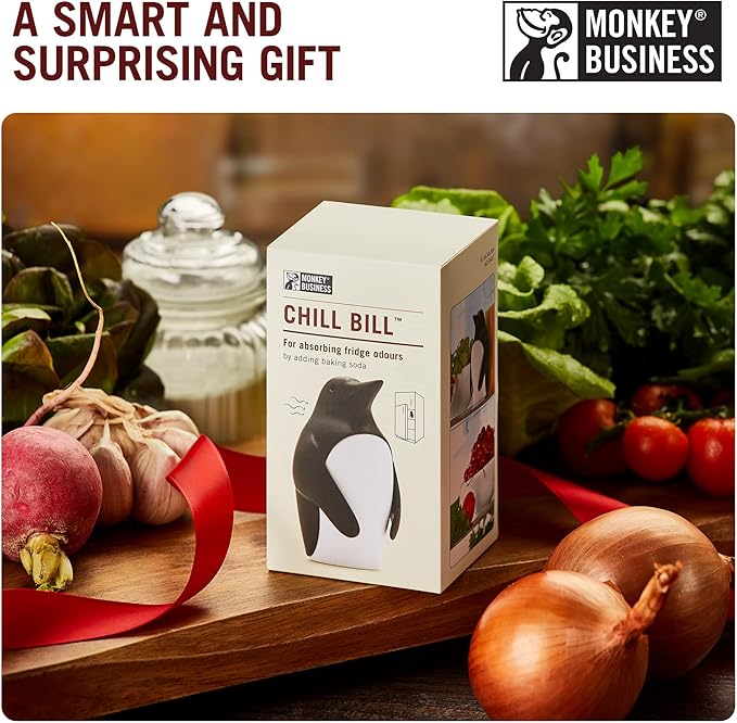 Monkey Business Chill Bill Refrigerator Deodorizer, Pack of 3, Baking Soda Holder for Refrigerator, Cute Fridge Deodorizer, Fun Kitchen Gadgets, Baking-Soda Fridge Smell Remover