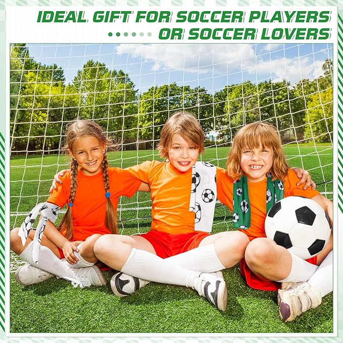 12 Pcs Sports Cooling Towels Baseball Basketball Softball 30 x 9 Inch Breathable Soccer Football Volleyball Microfiber Ice Towel Fast Drying for Party Favors Team Gift(White, Soccer)