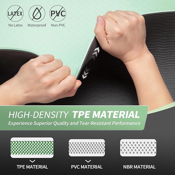 CAMBIVO Yoga Mat for Women Men Kids, 1/3 & 1/4 & 2/5 Inch Extra Thick Yoga Mat Non Slip, 72" x 24" TPE Yoga Mats, Workout Mat with Carrying Strap for Yoga, Pilates and Floor Exercises