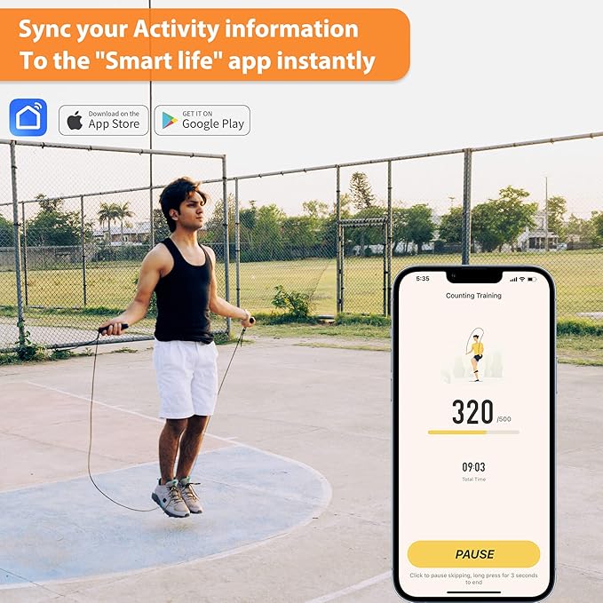 Jump Rope With Counter and App - Tangle-Free Rapid Speed Skipping Rope for Fitness, Home Exercise, Workout - Gifts for Adults, Women, Men, Kids