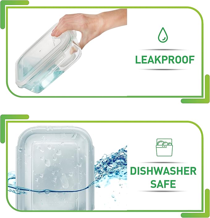 PrepNaturals 5 Pack 36 Oz Glass Meal Prep Containers - Dishwasher Microwave Freezer Oven Safe - Glass Storage Containers with Lids