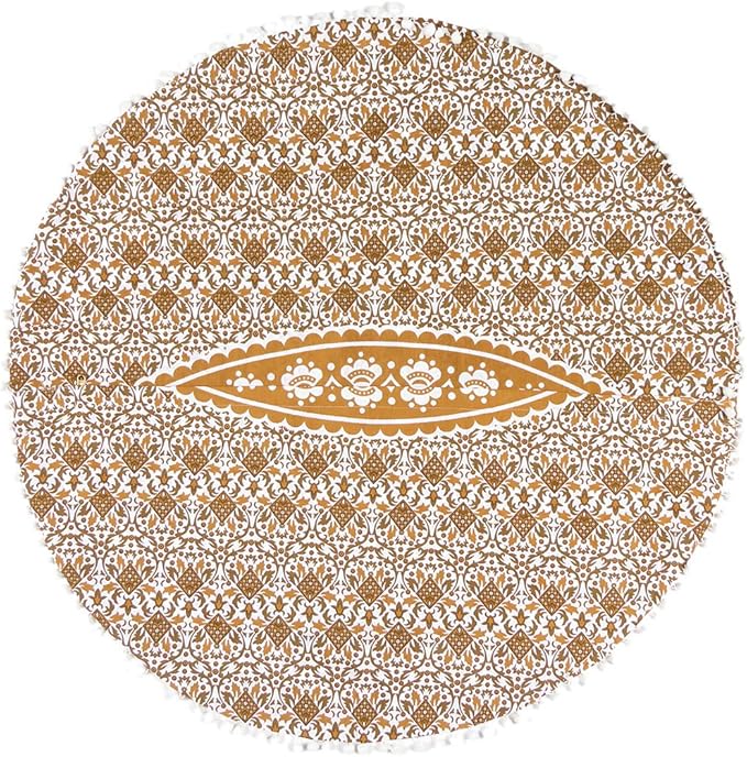Eyes of India - 32" Brown White Floor Meditation Pillow Cushion Seating Throw Cover Hippie Mandala Round Colorful Decorative Bohemian Accent Indian Boho Chic Dog Bed Handmade Cover ONLY