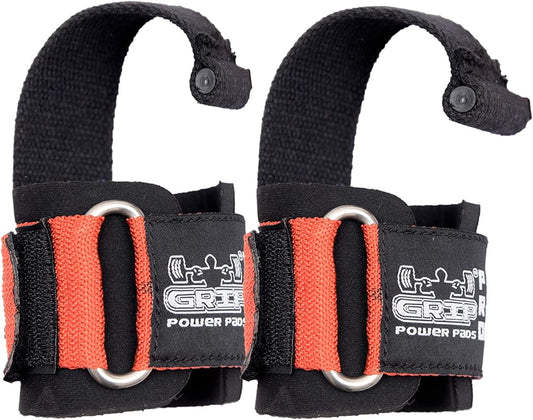 Lifting Dowel Straps Neoprene Padded Wrist Wraps Power Weight Lifting Training Gym Grips Straps Wrist Support Bandage Set of 2 Alternative to Hooks (Orange)