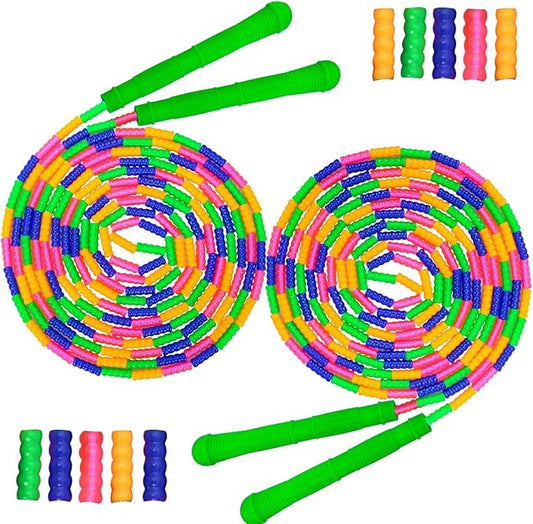 Coolrunner 16 FT Long Jump Rope(2 PACK), Double Dutch Jump Ropes, Soft Beaded Skipping for Kids Adults, Plastic Segmented Long Enough for 4-5 Jumpers