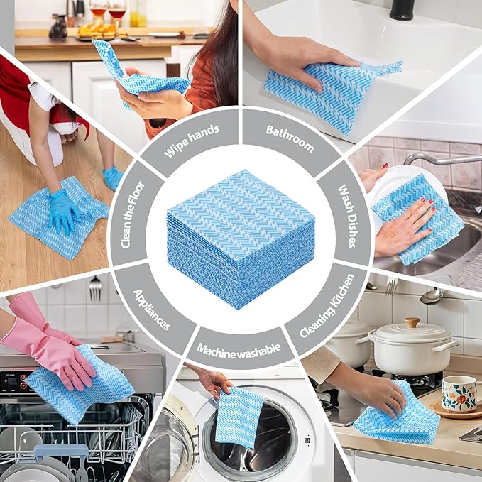 Disposable Dish Cloths,Multi use Reusable Cleaning Cloth,Machine Washable J Cloth,Heavy Duty Handy Cleaning Wipes 11.8" X 19.6" (150 Count)