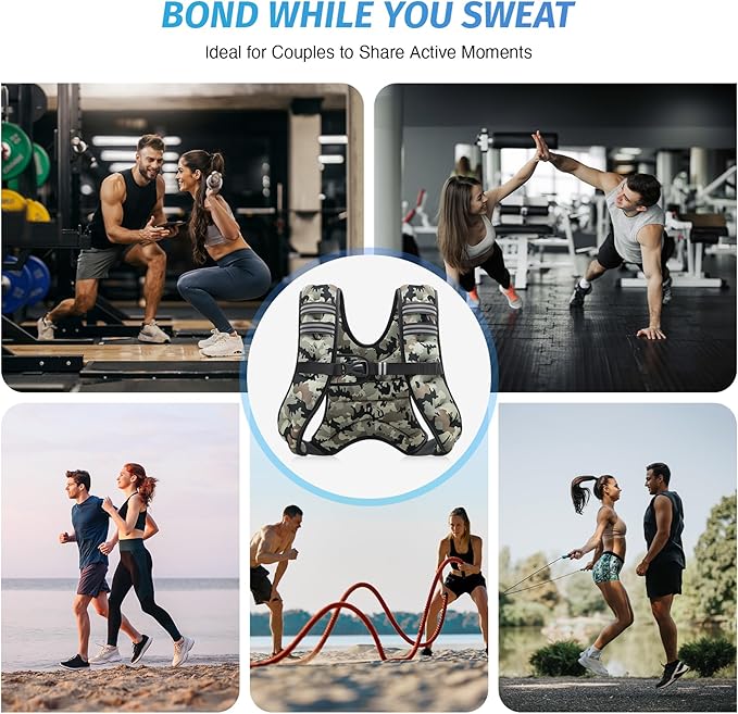 ZELUS Weighted Vest, 6lb/8lb/12lb/16lb/20lb/25lb/30lb Weight Vest with Reflective Stripe for Workout, Strength Training, Running, Fitness, Muscle Building, Weight Loss, Weightlifting