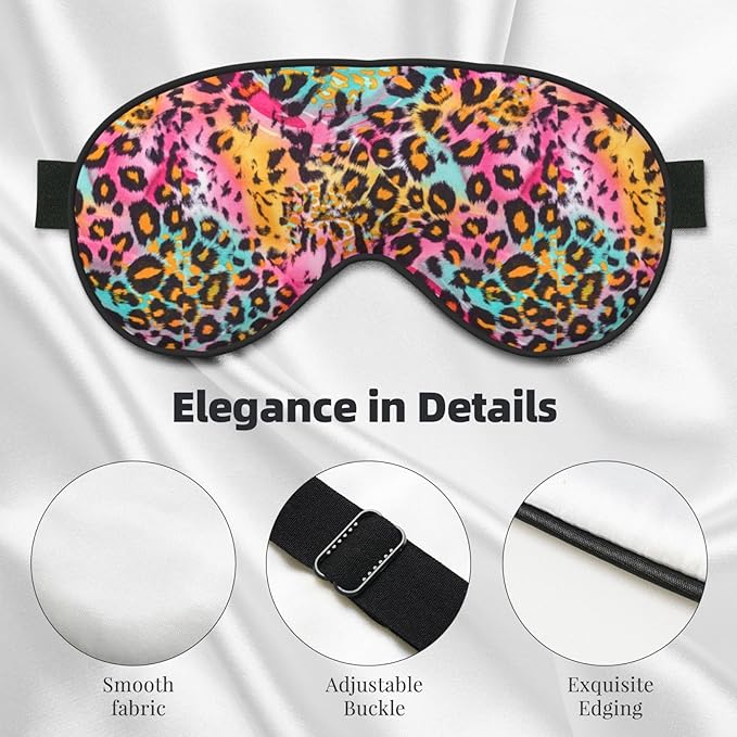 Sleep Eye Mask Pink Blue Leopard Sleep Mask for Women Men Comfortable Eye Mask with Adjustable Strap Soft Eye Cover Blindfold for Travel Yoga Nap Shift Work