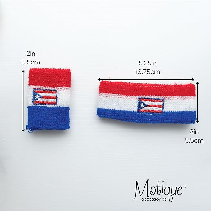 Striped Sweatband Set - Sport Sweat Band and Wrist Band