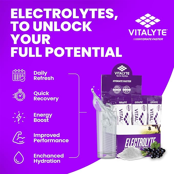 Vitalyte Electrolytes Packets Isotonic Sports Drink | Electrolytes Powder Packets Sports Nutrition Electrolyte Replacement Drinks Dehydration Relief Packets
