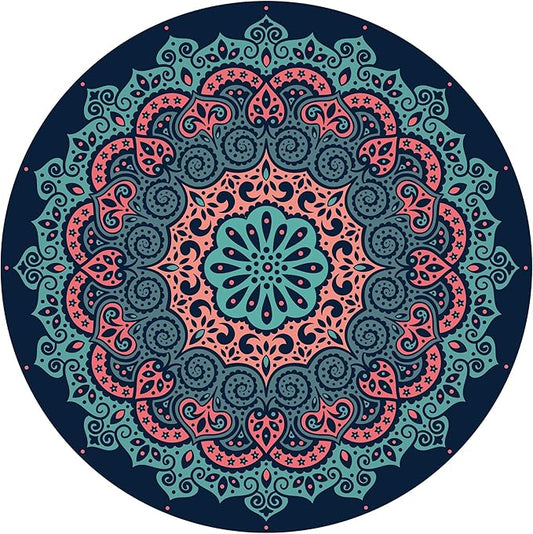 nuveti Large Meditation Mat Round Yoga Mat Pilates Yoga Mat 3.5mm Thick Natural Tree Rubber Base Non Slip, Extra Thick Grip. Thicker, Longer, and Wider for More Comfort and Support(55''x55'')