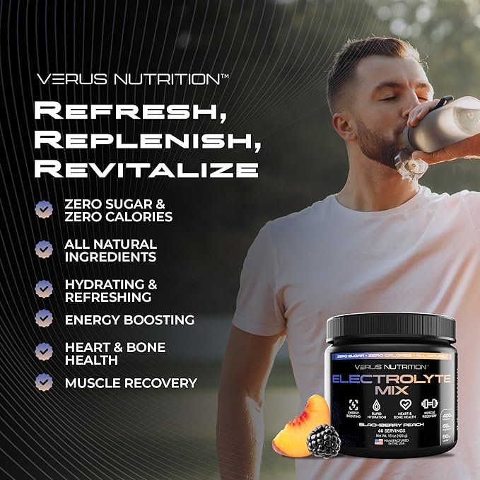 Electrolytes Powder No Sugar- Zero Calorie Hydration Powder | Sugar Free Electrolytes for Fasting, Keto & Vegan | Natural Ingredients Electrolyte Mix for Energy Boost, 60 Servings