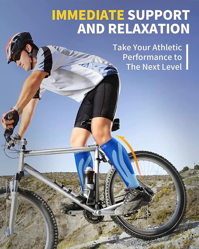 CAMBIVO 3 Pairs Calf Compression Sleeves for Men & Women – Footless Compression Socks for Shin Splints, Pain Relief, Varicose Veins – Leg Support for Running, Travel, Fitness, Nursing