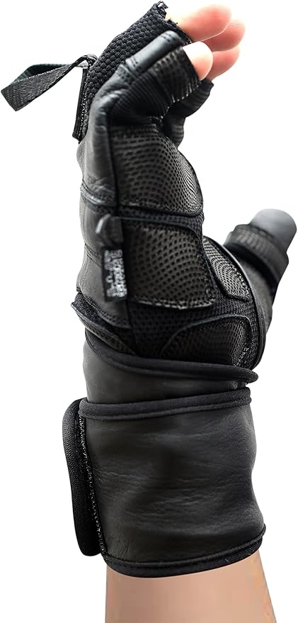Epic Leather Gym Gloves with Built in 2" Wide Wrist Wraps Grip & Design for Weightlifting Power Lifting Bodybuilding & Strength Training Workout Exercises