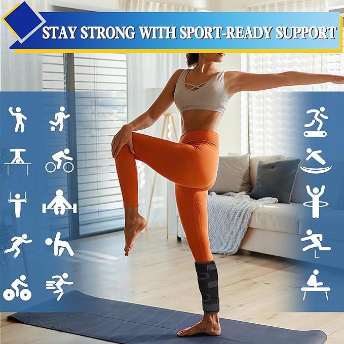 Hiball Adjustable Calf Brace for Men Women, Lower Leg Compression Wrap, Calf Compression Sleeve with Six Nylon Buckle Pressure Strips, Shin Splint & Calf Support for Torn Calf Muscle, Varicose Veins