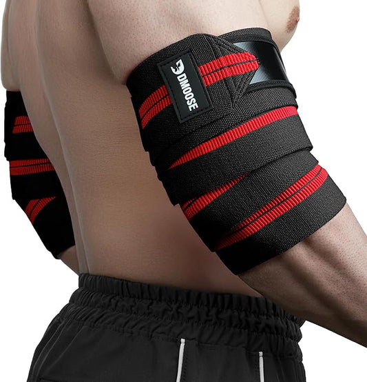 DMoose Fitness Elbow Wraps for Weightlifting (Pair) 40" Adjustable Brace for Joint Support, Pain Relief & Tendonitis - Elbow Straps for Weight Lifting, Bench Press & Gym Workouts, Band for Men & Women