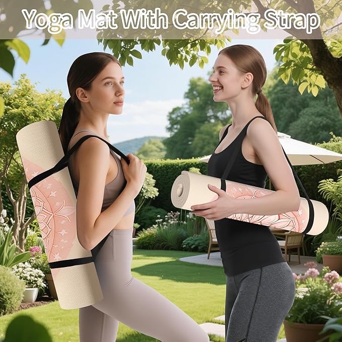 HAHE Yoga Mat Thick (8MM,1/3"), Eco-Friendly POE Non Slip Yoga Mat, High Rebound & Shock Absorption, Anti-Tear & Sweat-Resistant for Yoga, Fitness, Home, Workouts, Large Pilates Mats 72"x24" with Carrying Strap