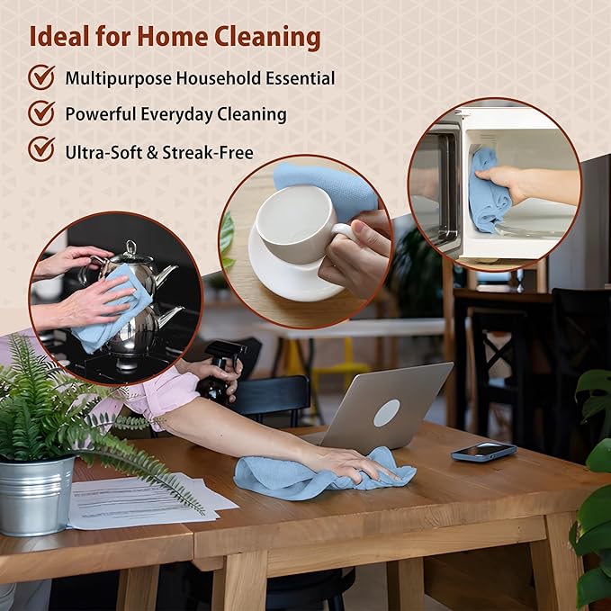 H4N Microfiber Cleaning Cloth Roll, 85 Pack Micro Fiber Cloth for Cleaning, Tear Away Towels, Ultra Absorbent, Non-Abrasive, Reusable and Washable Cleaning Supplies, 11.81" x 11.81", Blue