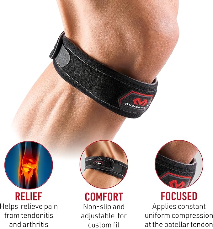 McDavid Knee Band for Knee Pain Relief, Support Brace Patella Tendon Knee Strap for Pickleball, Hiking, Soccer, Basketball, Running, Jumpers Knee, Tennis, Tendonitis, Volleyball & Squats