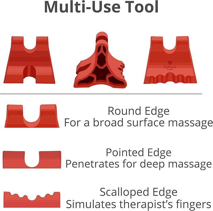 Davinci Tool (Red) -USA Made- Hard Rubber Neck Tension Relief & Pressure Point Massage Tool - Occipital Release Tool - Cervical Traction Device- Suboccipital Release Device - Neck Stretcher