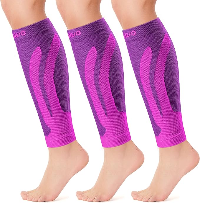 CAMBIVO 3 Pairs Calf Compression Sleeves for Men & Women – Footless Compression Socks for Shin Splints, Pain Relief, Varicose Veins – Leg Support for Running, Travel, Fitness, Nursing
