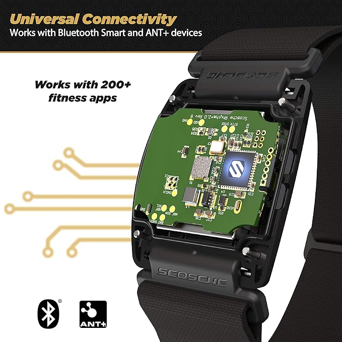 Scosche Rhythm R+2.0: Waterproof/Dustproof Armband with ANT+ & BLE Bluetooth Smart for Hyper Accurate Workout Heart Rate Monitoring with Wahoo, Peloton, LED Monitor, DDP Yoga, Strava