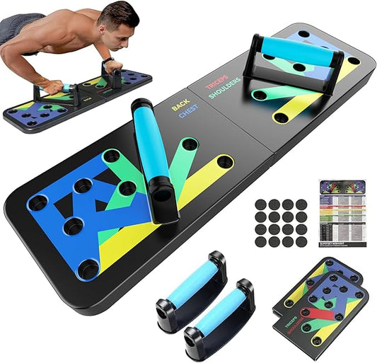 Solid Push Up Board 15 in 1 Home Workout Equipment Multi-Functional Pushup Stands System Fitness Floor Chest Muscle Exercise Professional Equipment Burn Fat Strength Training Arm Men & Women Weights