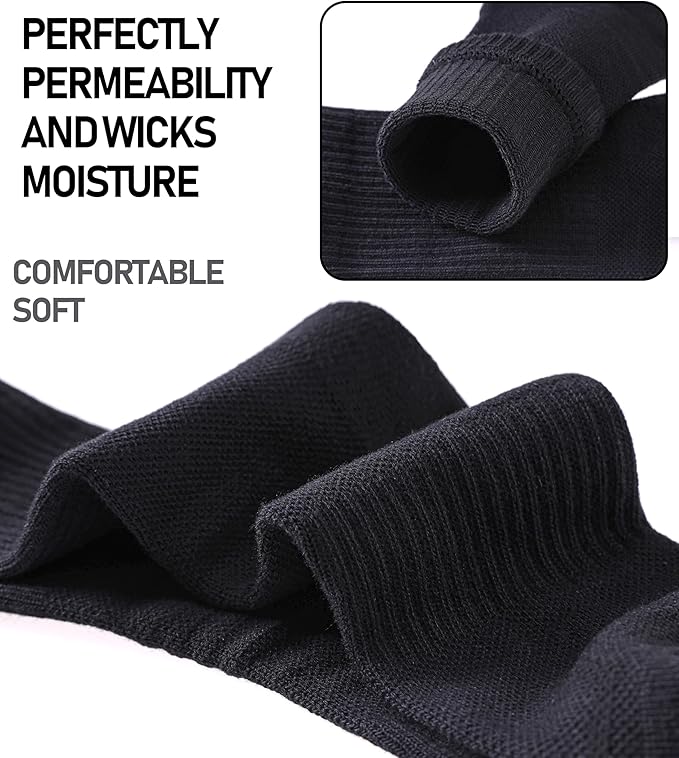 FNOVCO Women's Hiking Walking Running Crew Socks Thick Cushioned Athletic Compression Socks 5 Pairs