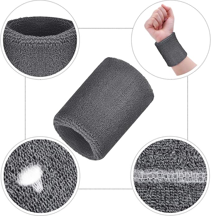 12 Pack Sweatbands Sports Wristband Cotton Sweat Band for Men and Women, Good for Tennis, Basketball, Running, Gym, Working Out
