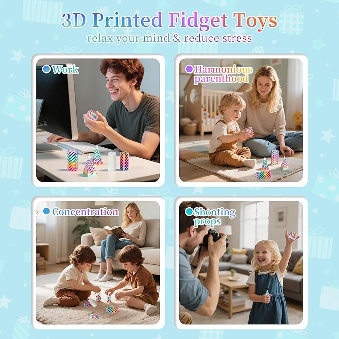 5 Pack Impossible Cone, Spiral Cone Passthrough Sculpture 3D Printed Fidget Toys, 3D Printed Pyramid Fidget Toys for Kids Adults - Stress Relief Desk Toy, Impossible Spiral Decoration for Desk (5)