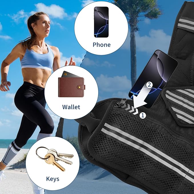 Adjustable Weighted Vest for Men & Women, Body Weight Vest with Reflective Stripe and Mesh Pocket, Workout Gear for Walking, Jogging and Strength Training