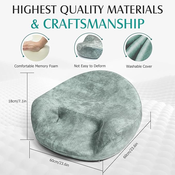 Meditation Cushion - Meditation Floor Pillow with Washable Cover for Adults Sitting, Reading, Yoga - Memory Foam Material, Ergonomic Design, 23.6 Inch