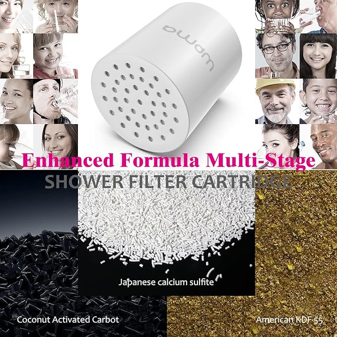 Enhanced Formula Multi-Stage Shower Filter Cartridge,High output Universal replacement filter cartridge, Remove Chlorine Heavy Metals and Other Sediments, Reduces Dry Itchy Skin(Pack of 2)