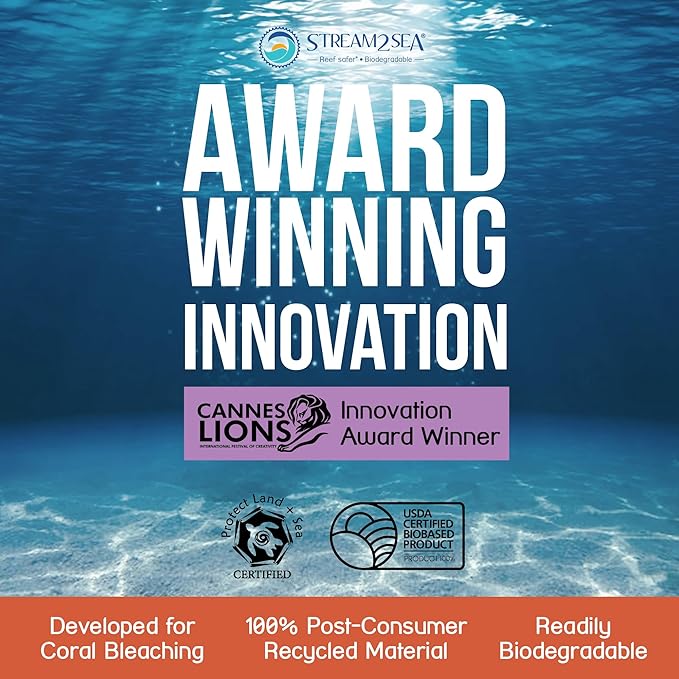Stream2Sea Coral Care - Reef Safe Sunscreen SPF 30 Travel Size - First Reef-Approved Natural Mineral Sun block Boosts Coral Growth Water resistant- Non-Toxic, Biodegradable, Eco-Friendly Sunscreen