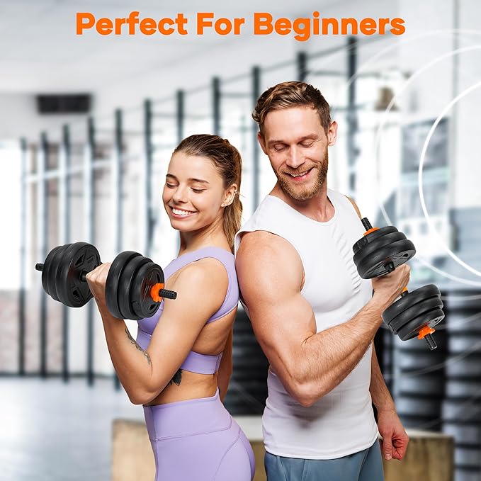 Adjustable Dumbbell Set, 44LBS Wights Set, 4-In-1 Dumbbell Set with Connector for Barbell, Kettlebell, Push-Up Stand, Home Gym Fitness Equipment for Strength Training