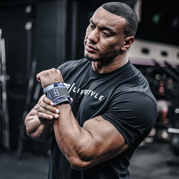 Heavy Duty Premium Wrist Wraps, More Elasticity, Reinforced Stitching, Extra Wide Strap, Strong Thumb Loop, Larry Wheels Weightlifting Wraps