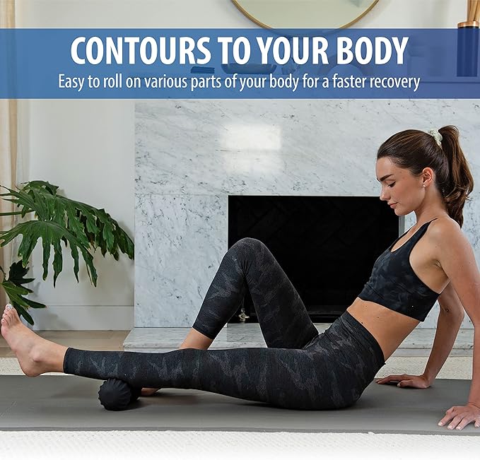 Zyllion Vibrating Peanut Massage Ball with 4 Modes - Cordless Rechargeable Electric Deep Tissue Massager Roller for Muscle Pain Relief, Black, ZMA-30