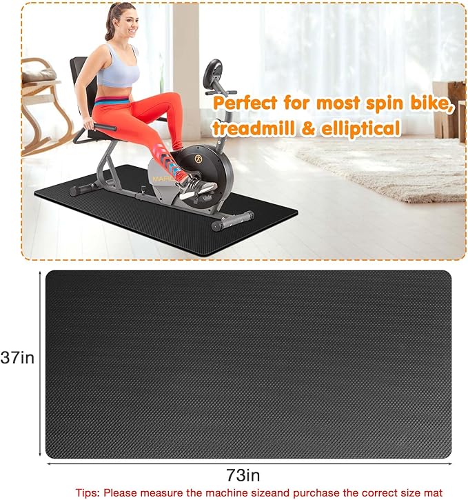 Treadmill Mat Compatible with Peloton Bike, 6mm Thick Exercise Bike Mat for Treadmill and Row Protect Hardwood Floor Carpet