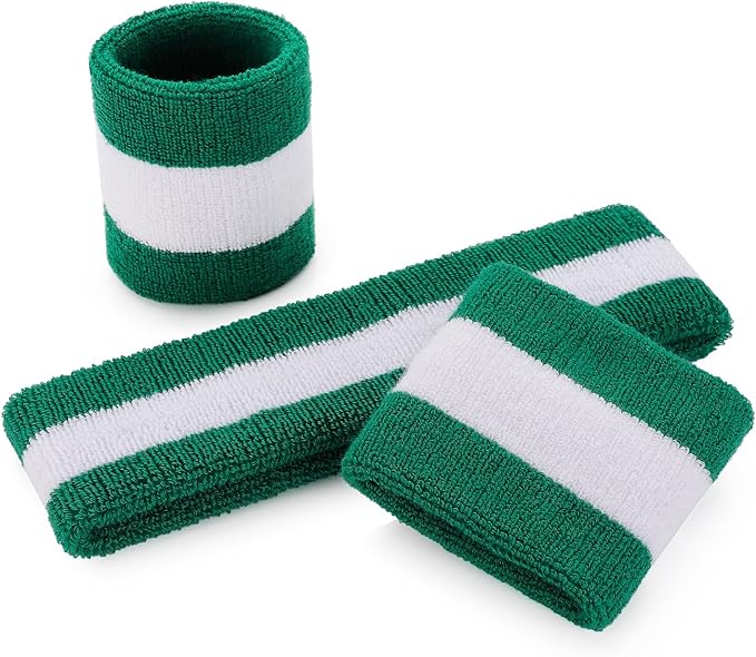 ONUPGO 6 Pieces Sweatbands Set - Sports Headbands Wristbands for Men & Women,Cotton Terry Cloth Sweatband for Tennis,Basketball,Gym,Working Out - Moisture Wicking Elasticity