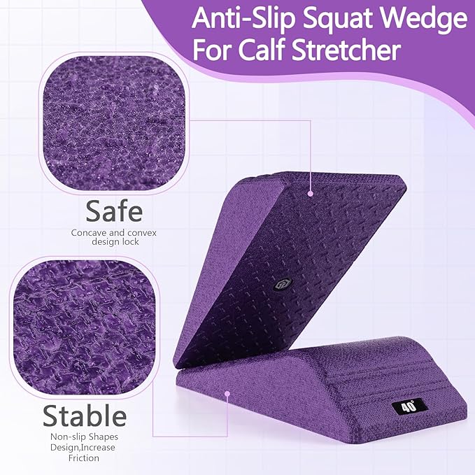 Squat Wedge Block 2PCS Non Slip Professional Ramp - 550 LBS Weight Capacity - Slant Board for Calf Stretching - Calf Stretcher Slant Board - Yoga Blocks