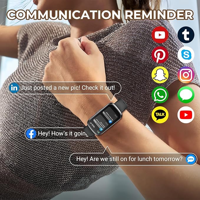 Health Fitness Tracker Smart Watch with 24/7 Heart Rate, Blood Oxygen, Sleep Tracker, Pedometer, 3 Colorful Bands & 3ATM Waterproof Activity Tracker with Step Calorie Counter, Space Black