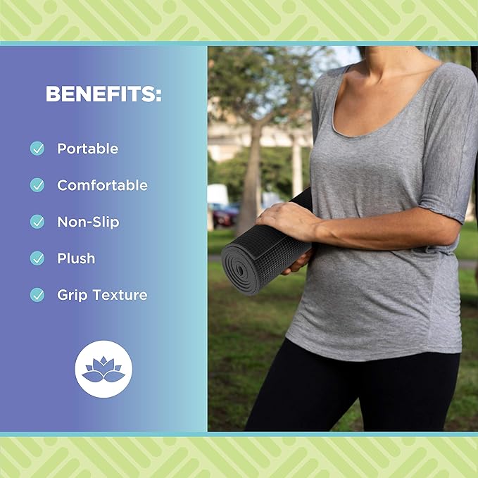 Bean Products Yoga Mat for Exercise - Non Slip Thick Comfortable Workout Floor Mat for Adults and Kids - Eco Friendly Foldable Yoga Mat for Yoga, Pilates, Gym and Stretching