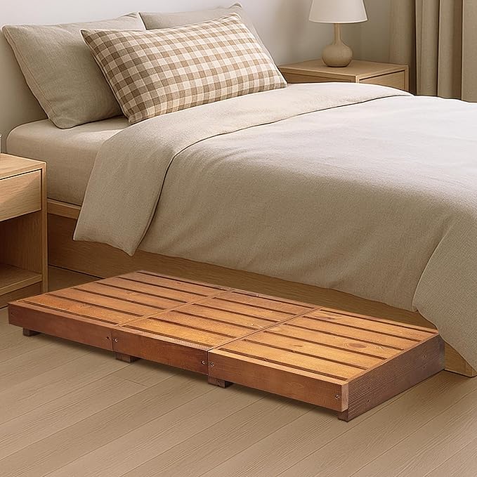 Outdoor Steps 3.5'' Height, Wooden Step Platform 35” Length, Step Stool with Non Slip Pads, Step Stools for Bed, Wooden Platform for Bathroom, Kitchen, Bed, Oak