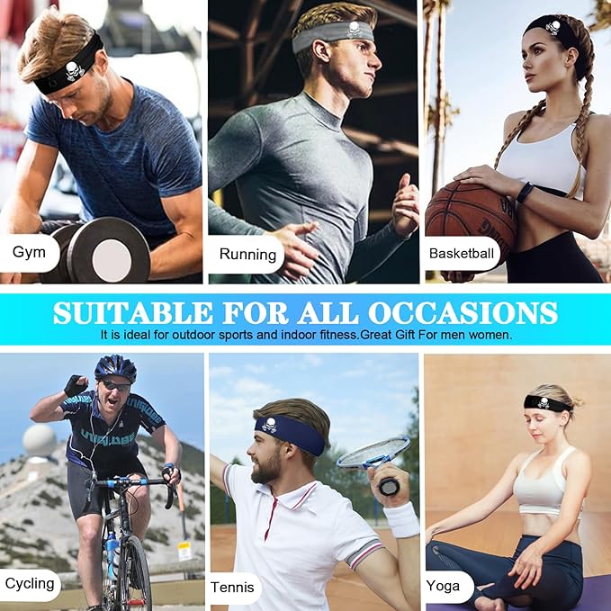 3pcs Headbands for Men Sports Sweat Bands Sweatbands for Mens Workout Running Headbands for Men