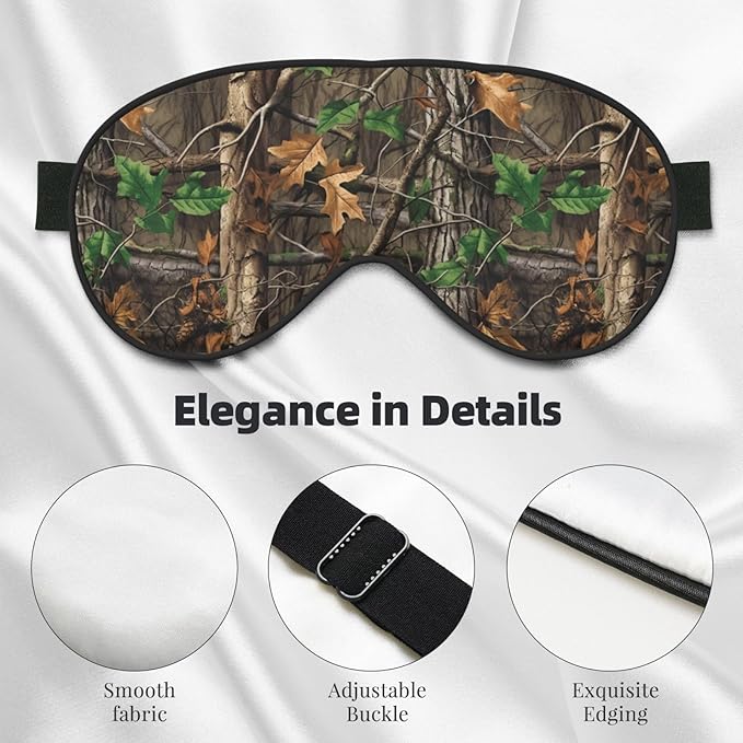 Sleep Eye Mask Camouflage Camo Branches Leaves Sleep Mask for Women Men Comfortable Eye Mask with Adjustable Strap Soft Eye Cover Blindfold for Travel Yoga Nap Shift Work