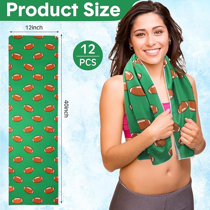 12 Pcs Cooling Towel 40 x 12 Inch Basketball Baseball Football Volleyball Soccer Softball Microfiber Fast Drying Towel for Gift Women Men