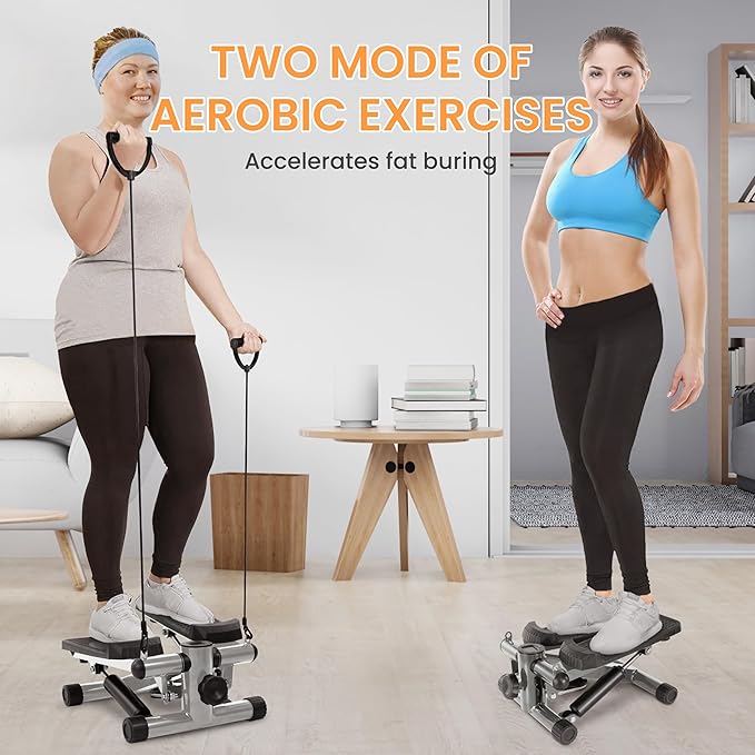 Fitvids Steppers for Exercise, Stair Steeper with Resistance Bands, Portable Stepper Capable of Full-Body Exercise, Low Noise and Smooth, Bear 300 lbs