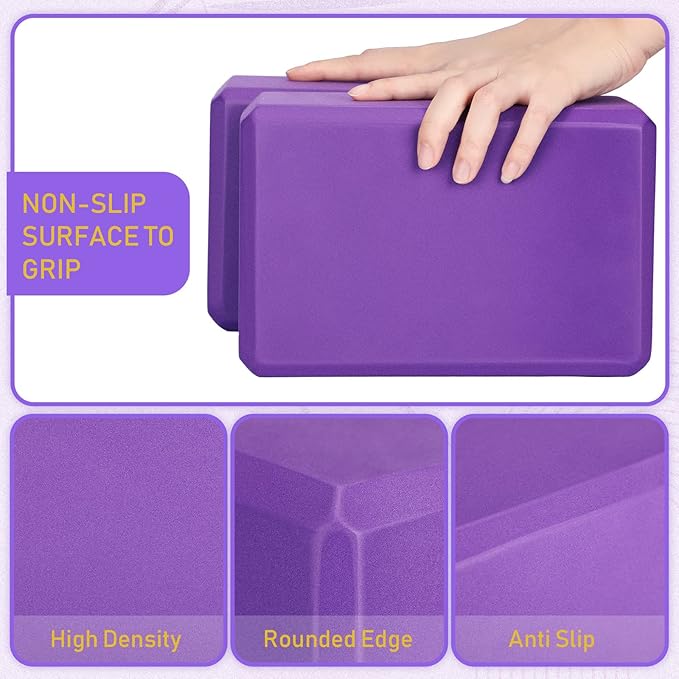Wettarn 6 Pack Yoga Blocks 9 x 6 x 4 Inch Eva Foam Lightweight Non Slip Yoga Props for Yoga Pilates Stretching Meditation